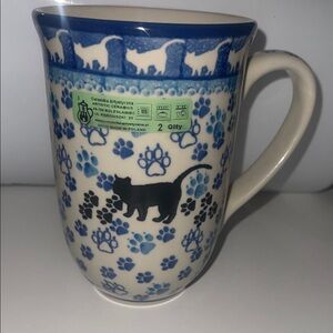Ceramics Hand Made Polish Pottery Kitty Paws Bistro Mug